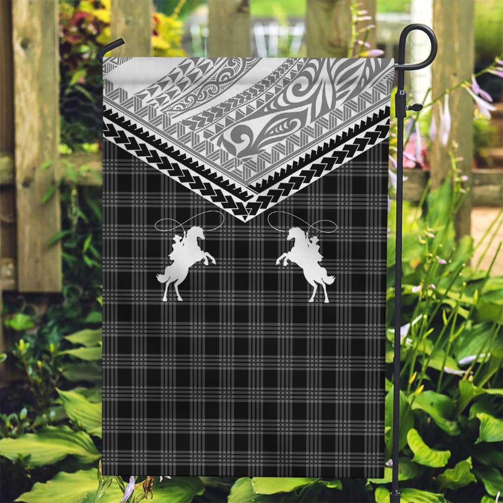 Aloha Hawaii Cowboys Paniolo Garden Flag Black Palaka - Polynesian Pride