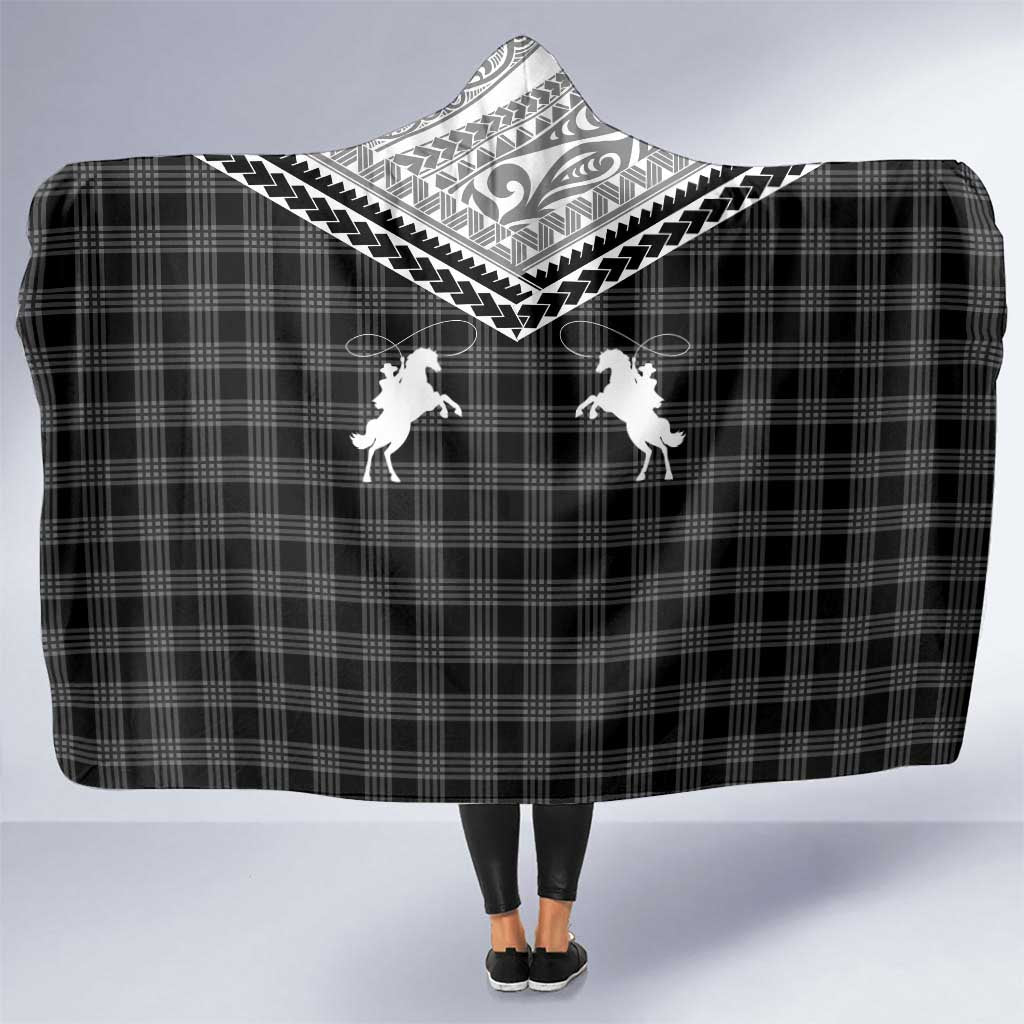Aloha Hawaii Cowboys Paniolo Hooded Blanket Black Palaka - Polynesian Pride