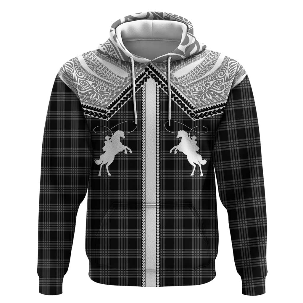 Aloha Hawaii Cowboys Paniolo Hoodie Black Palaka - Polynesian Pride