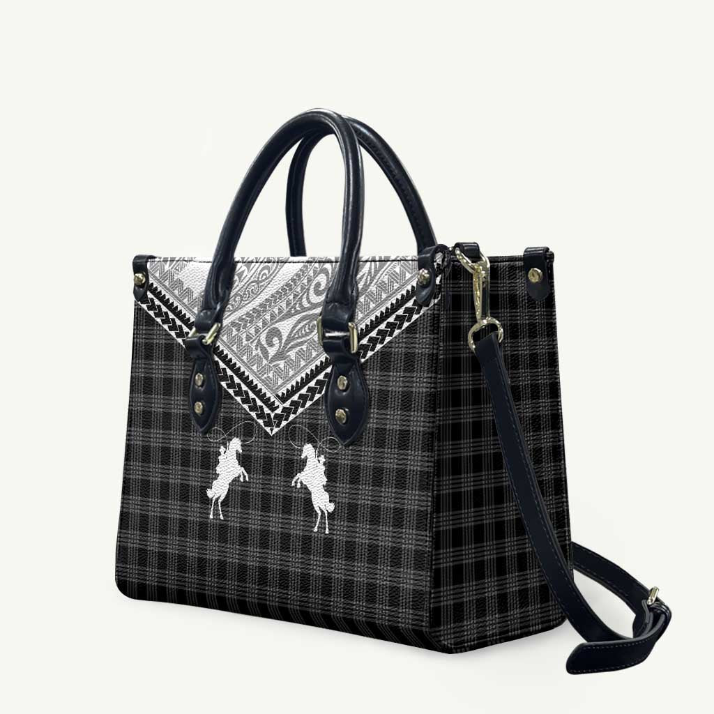 Aloha Hawaii Cowboys Paniolo Leather Bag Black Palaka - Polynesian Pride