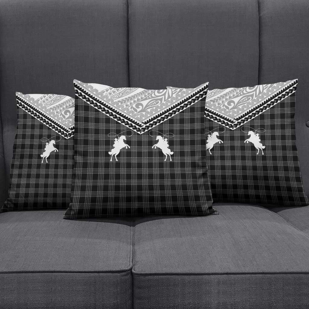 Aloha Hawaii Cowboys Paniolo Pillow Cover Black Palaka - Polynesian Pride