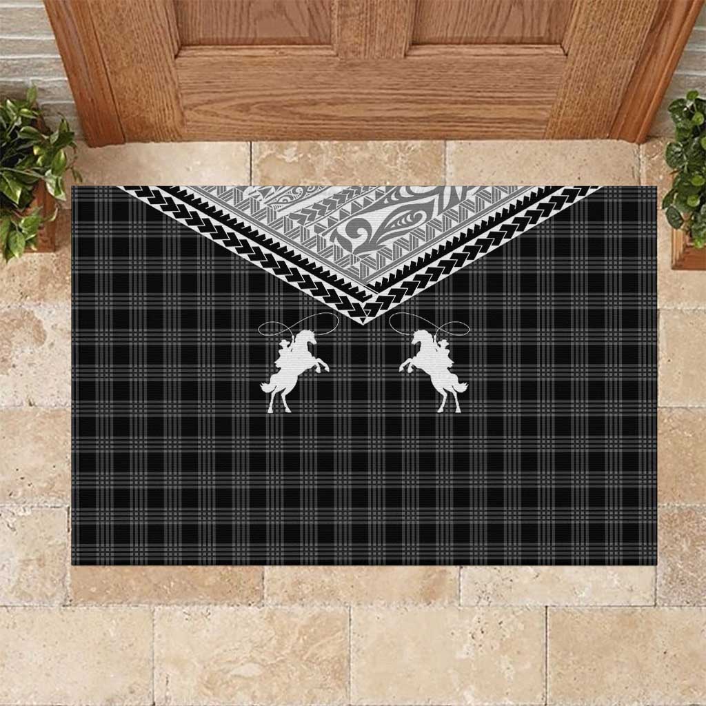 Aloha Hawaii Cowboys Paniolo Rubber Doormat Black Palaka - Polynesian Pride