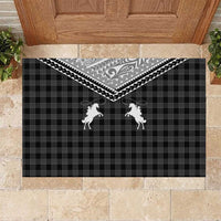 Aloha Hawaii Cowboys Paniolo Rubber Doormat Black Palaka - Polynesian Pride