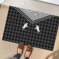 Aloha Hawaii Cowboys Paniolo Rubber Doormat Black Palaka - Polynesian Pride