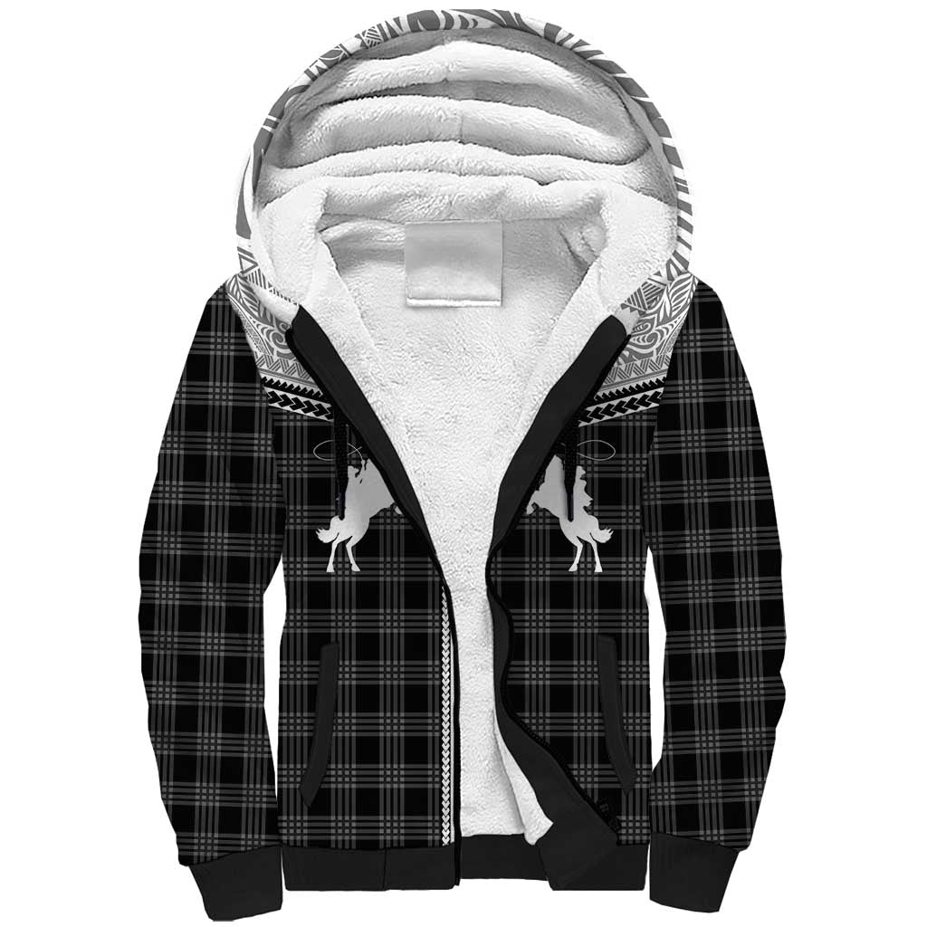 Aloha Hawaii Cowboys Paniolo Sherpa Hoodie Black Palaka - Polynesian Pride