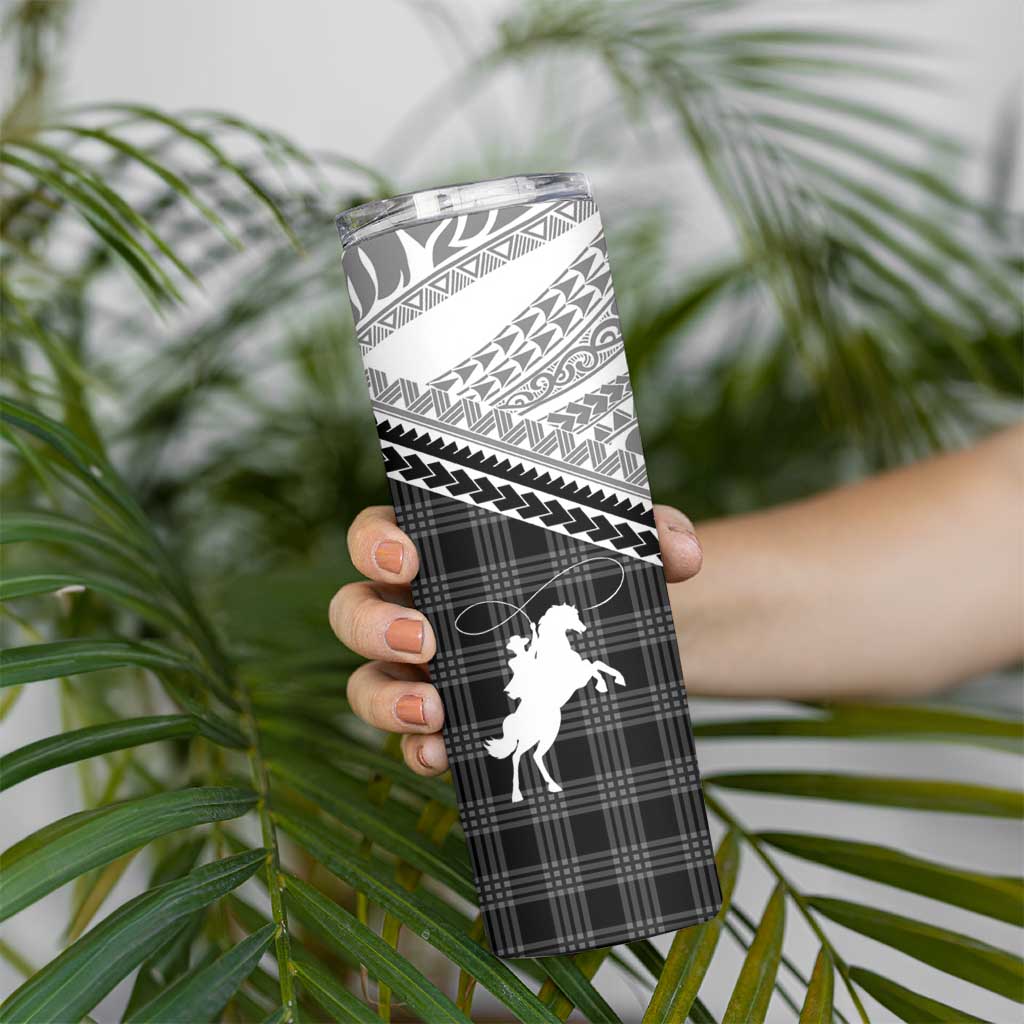 Aloha Hawaii Cowboys Paniolo Skinny Tumbler Black Palaka - Polynesian Pride