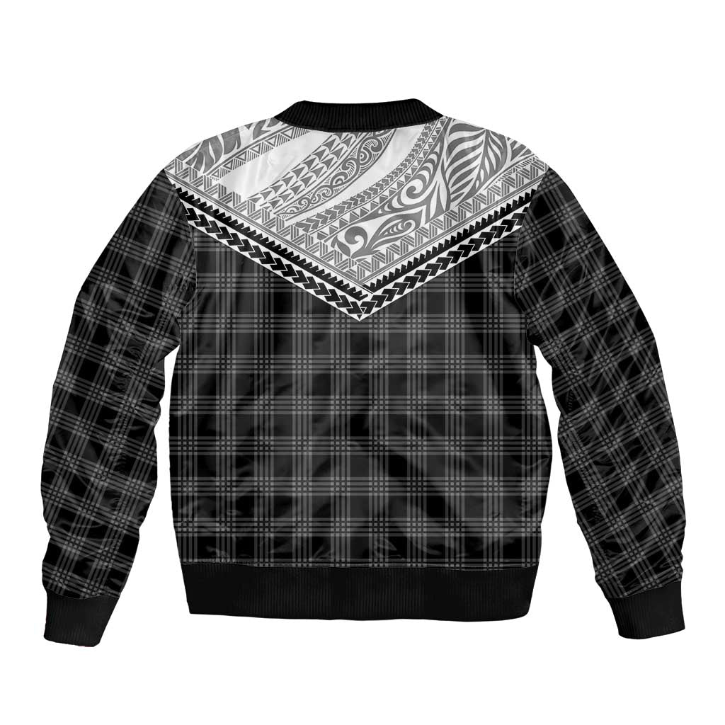 Aloha Hawaii Cowboys Paniolo Sleeve Zip Bomber Jacket Black Palaka - Polynesian Pride