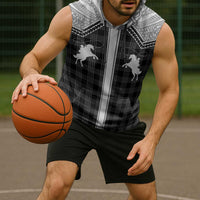 Aloha Hawaii Cowboys Paniolo Sleeveless Hoodie Black Palaka - Polynesian Pride