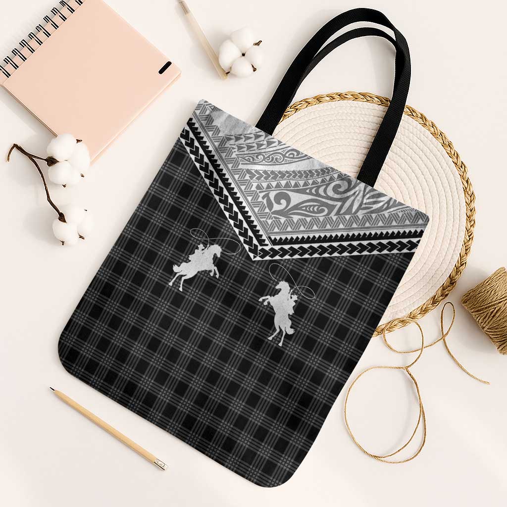 Aloha Hawaii Cowboys Paniolo Tote Bag Black Palaka - Polynesian Pride