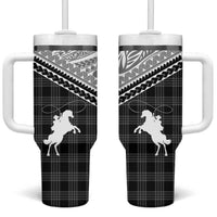 Aloha Hawaii Cowboys Paniolo Tumbler With Handle Black Palaka - Polynesian Pride