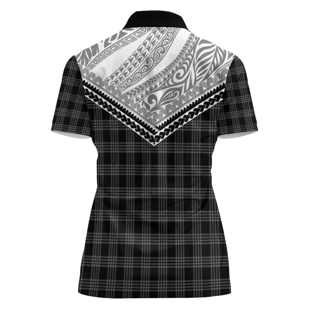 Aloha Hawaii Cowboys Paniolo Women Polo Shirt Black Palaka - Polynesian Pride