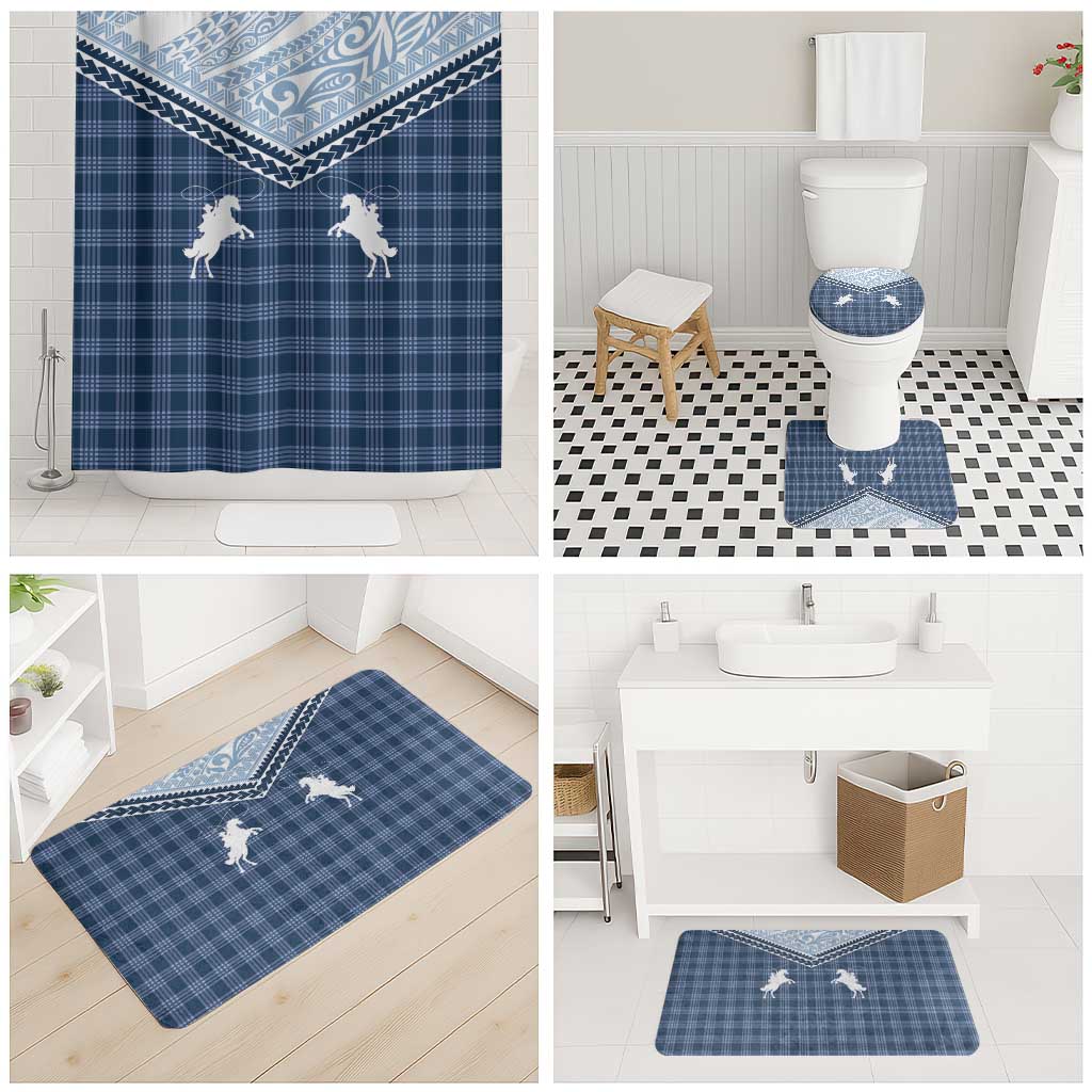 Aloha Hawaii Cowboys Paniolo Bathroom Set Navy Blue Palaka - Polynesian Pride