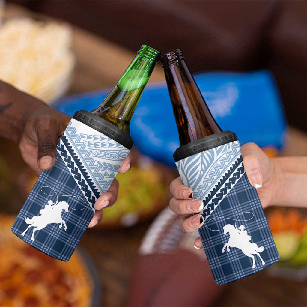 Aloha Hawaii Cowboys Paniolo 4 in 1 Can Cooler Tumbler Navy Blue Palaka - Polynesian Pride