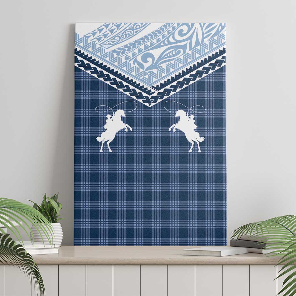 Aloha Hawaii Cowboys Paniolo Canvas Wall Art Navy Blue Palaka - Polynesian Pride