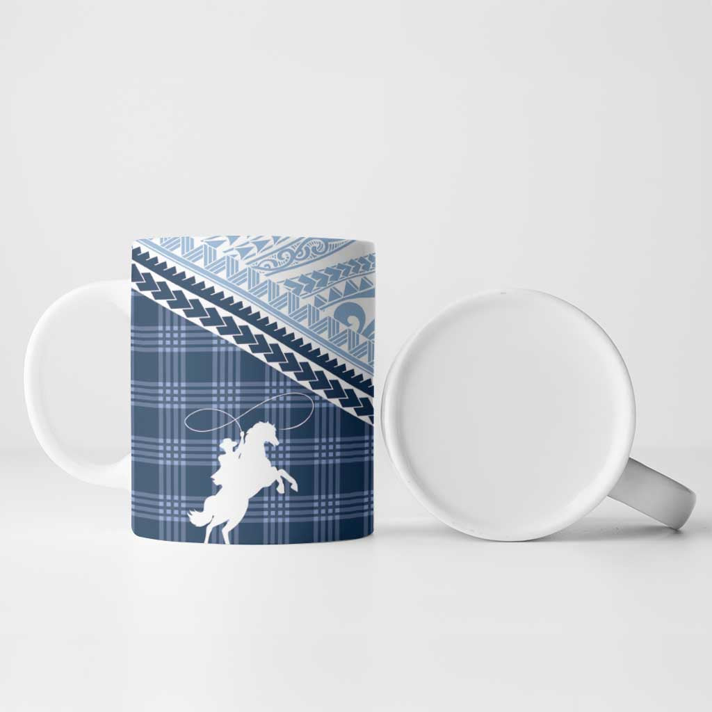 Aloha Hawaii Cowboys Paniolo Ceramic Mug Navy Blue Palaka - Polynesian Pride