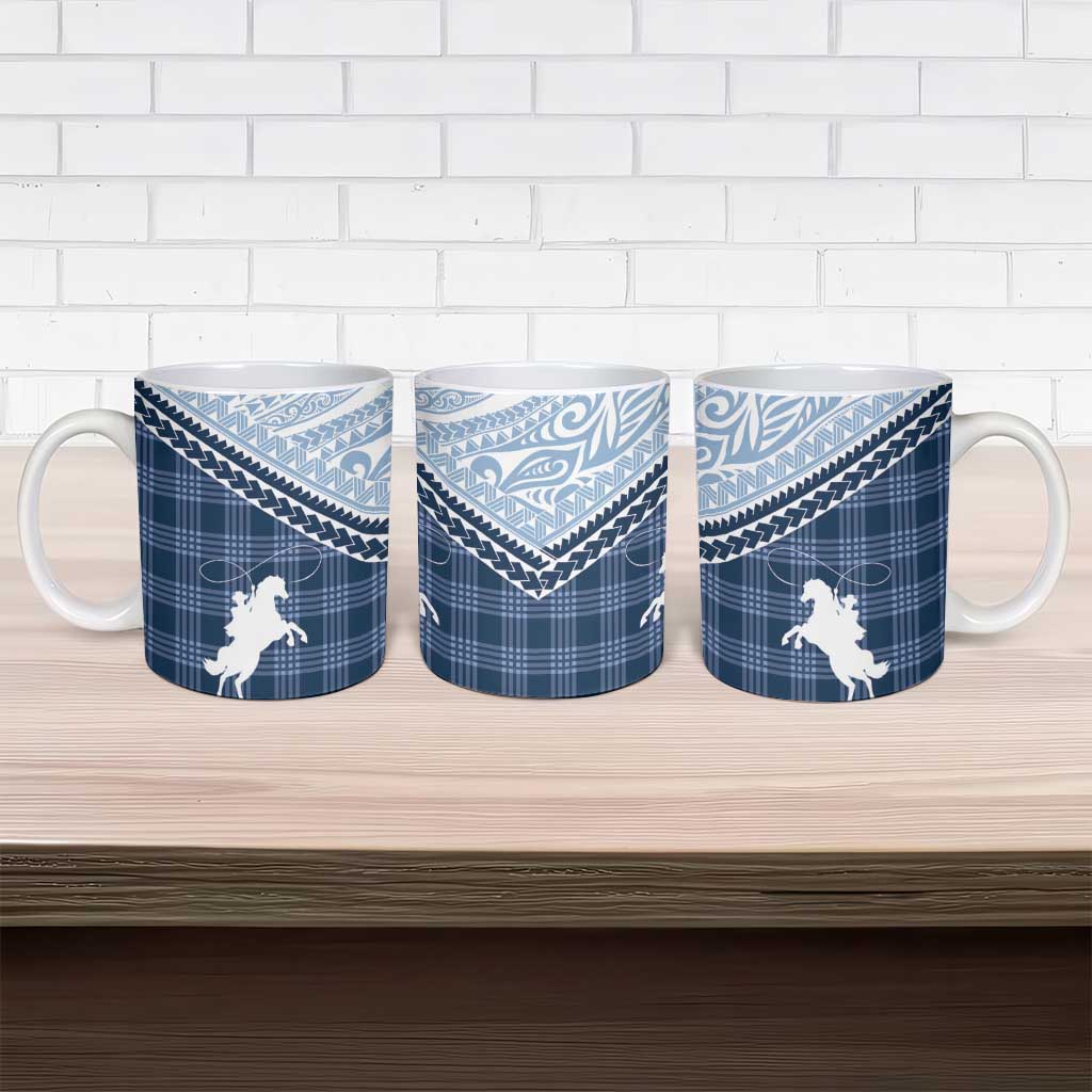 Aloha Hawaii Cowboys Paniolo Ceramic Mug Navy Blue Palaka - Polynesian Pride