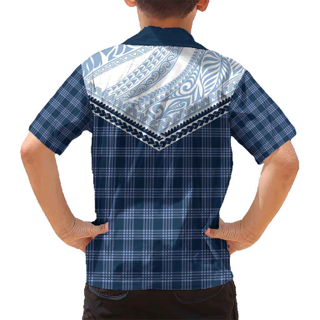 Aloha Hawaii Cowboys Paniolo Family Matching Short Sleeve Bodycon Dress and Hawaiian Shirt Navy Blue Palaka - Polynesian Pride