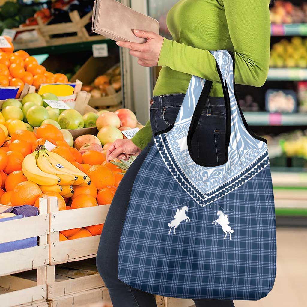 Aloha Hawaii Cowboys Paniolo Grocery Bag Navy Blue Palaka - Polynesian Pride