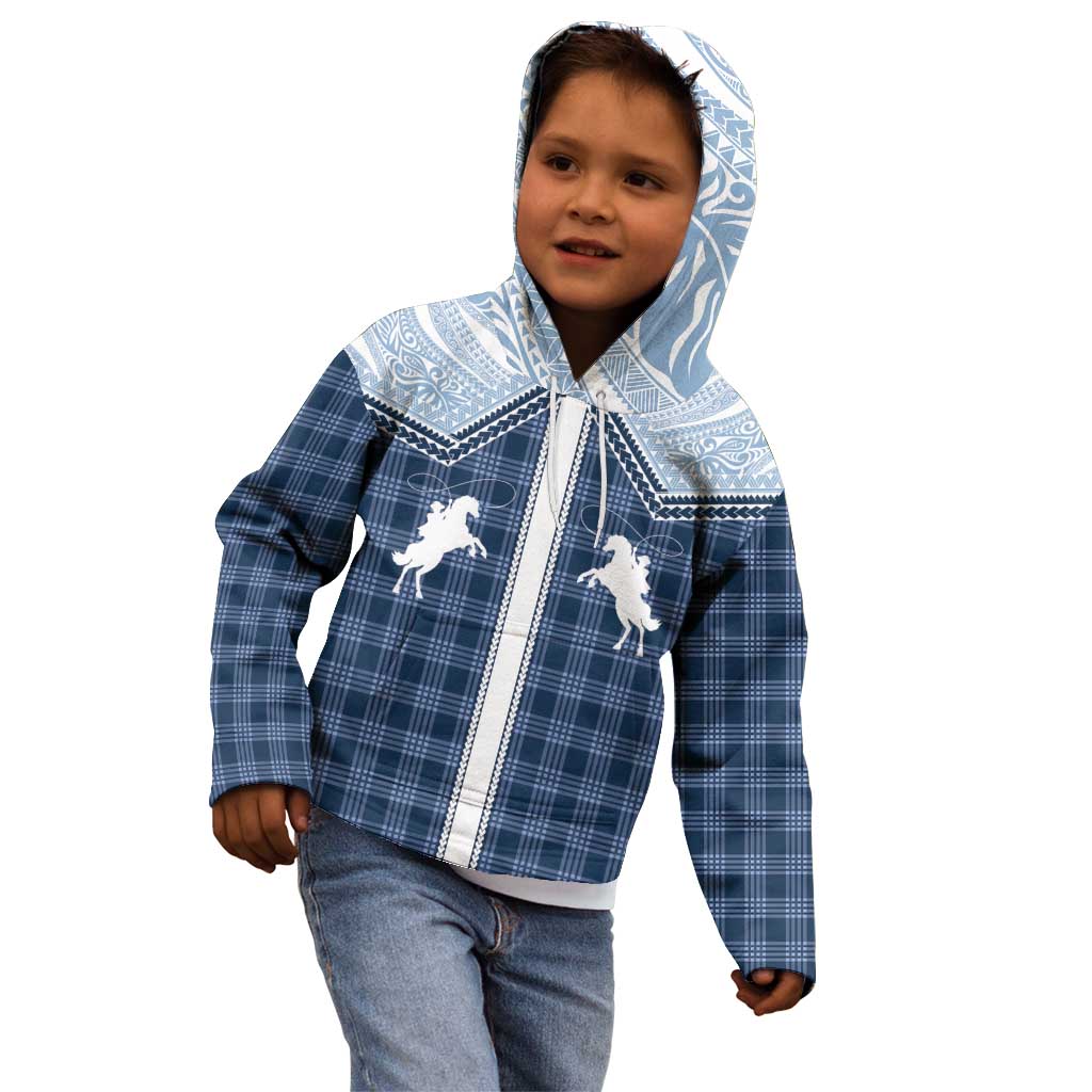 Aloha Hawaii Cowboys Paniolo Kid Hoodie Navy Blue Palaka - Polynesian Pride