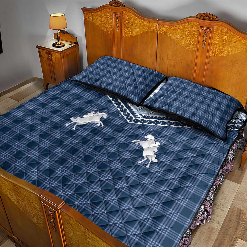 Aloha Hawaii Cowboys Paniolo Quilt Bed Set Navy Blue Palaka - Polynesian Pride