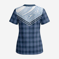 Aloha Hawaii Cowboys Paniolo Scrub Top Navy Blue Palaka - Polynesian Pride