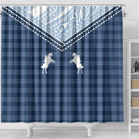Aloha Hawaii Cowboys Paniolo Shower Curtain Navy Blue Palaka - Polynesian Pride