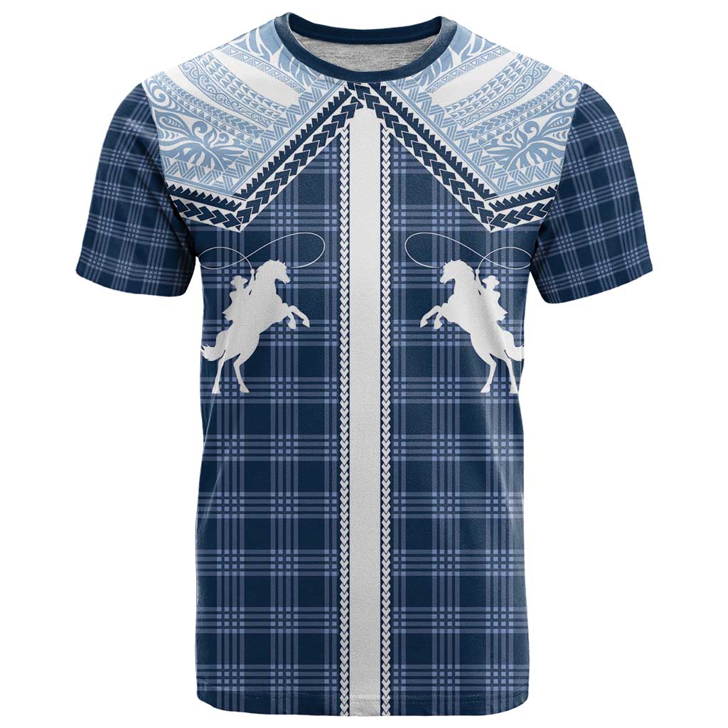 Aloha Hawaii Cowboys Paniolo T Shirt Navy Blue Palaka - Polynesian Pride
