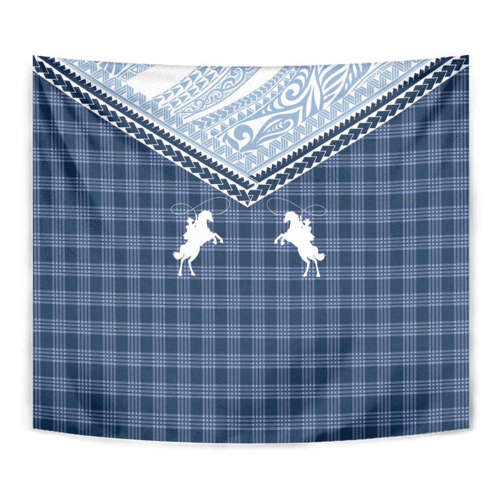 Aloha Hawaii Cowboys Paniolo Tapestry Navy Blue Palaka - Polynesian Pride