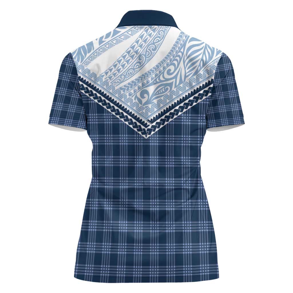 Aloha Hawaii Cowboys Paniolo Women Polo Shirt Navy Blue Palaka - Polynesian Pride