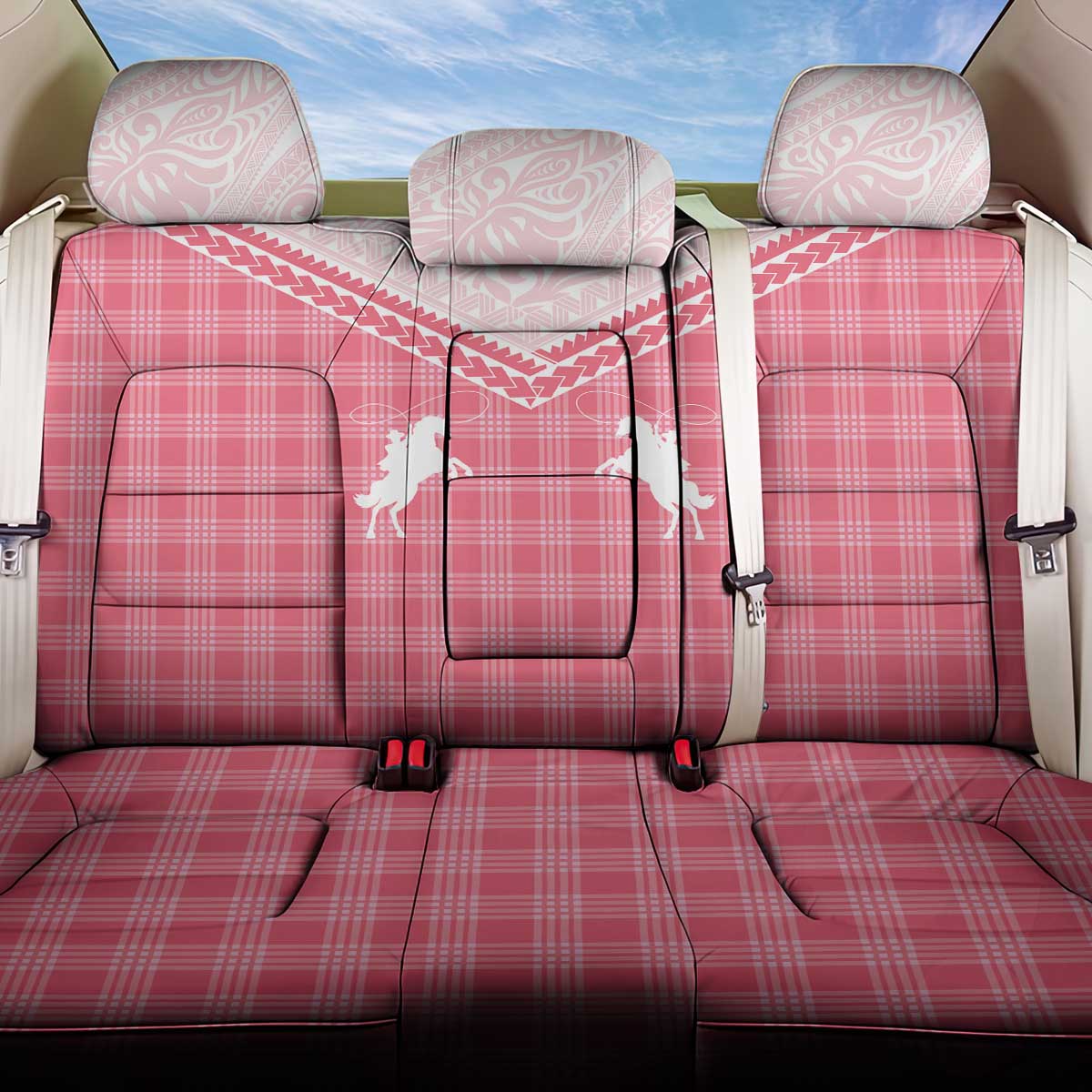 Aloha Hawaii Cowboys Paniolo Back Car Seat Cover Rose Palaka - Polynesian Pride
