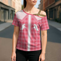 Aloha Hawaii Cowboys Paniolo Cross Shoulder Shirt Rose Palaka - Polynesian Pride