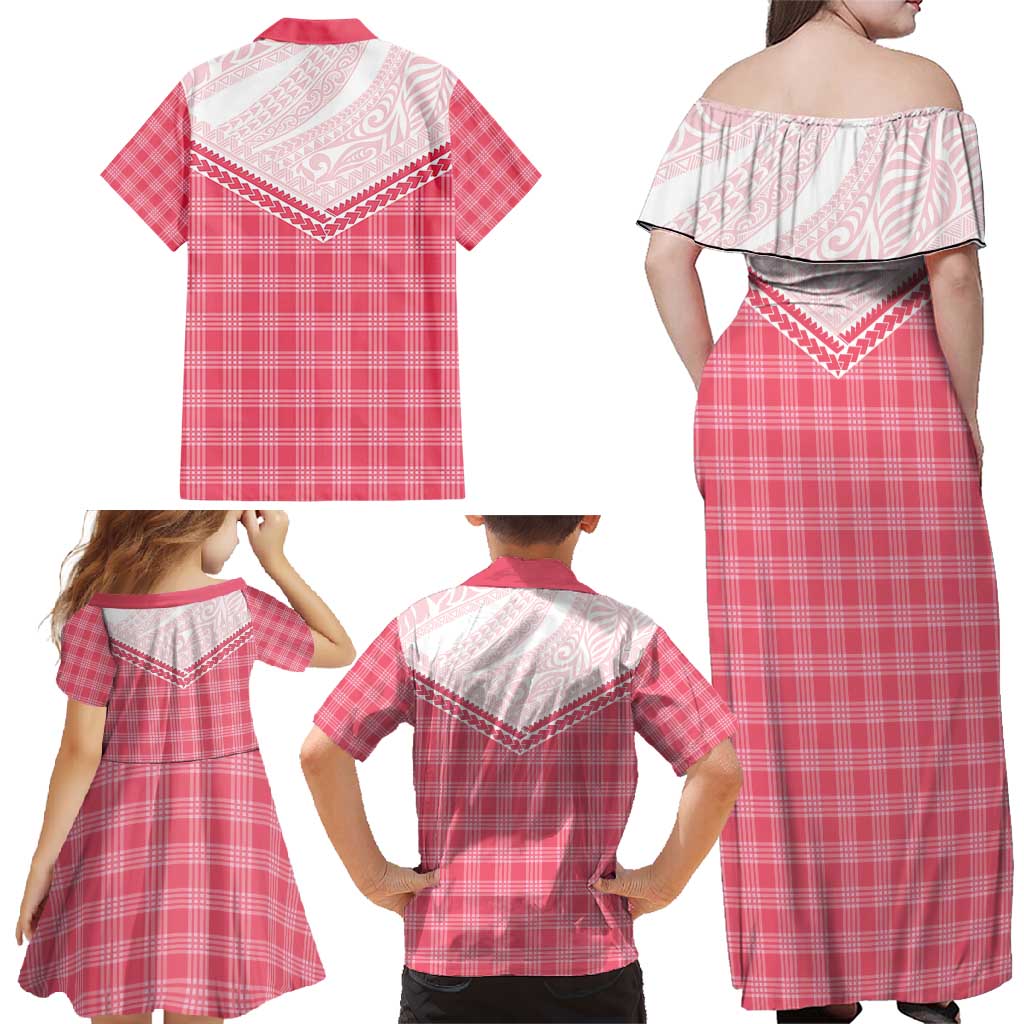 Aloha Hawaii Cowboys Paniolo Family Matching Off Shoulder Maxi Dress and Hawaiian Shirt Rose Palaka - Polynesian Pride