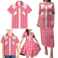 Aloha Hawaii Cowboys Paniolo Family Matching Puletasi and Hawaiian Shirt Rose Palaka - Polynesian Pride
