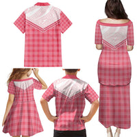 Aloha Hawaii Cowboys Paniolo Family Matching Puletasi and Hawaiian Shirt Rose Palaka - Polynesian Pride