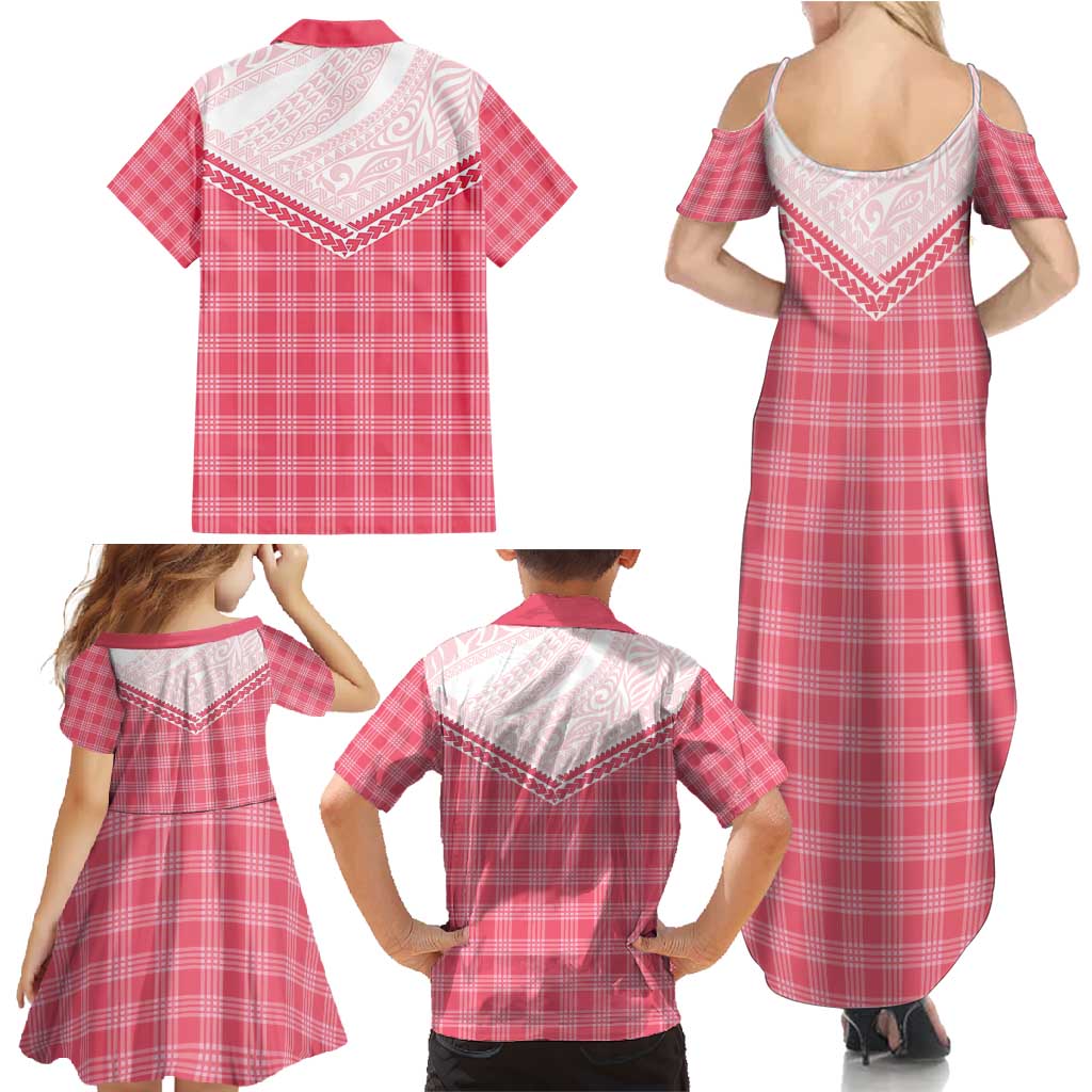 Aloha Hawaii Cowboys Paniolo Family Matching Summer Maxi Dress and Hawaiian Shirt Rose Palaka - Polynesian Pride