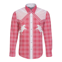 Aloha Hawaii Cowboys Paniolo Long Sleeve Button Shirt Rose Palaka - Polynesian Pride