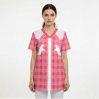 Aloha Hawaii Cowboys Paniolo Scrub Top Rose Palaka - Polynesian Pride