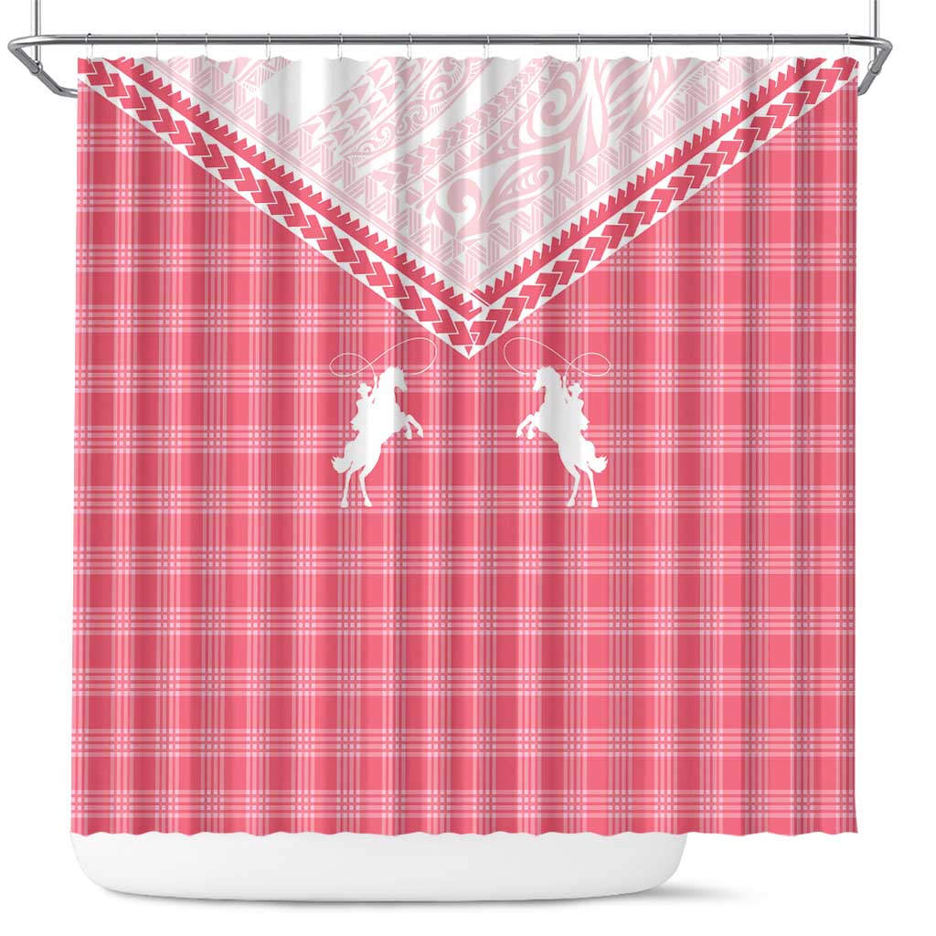 Aloha Hawaii Cowboys Paniolo Shower Curtain Rose Palaka - Polynesian Pride