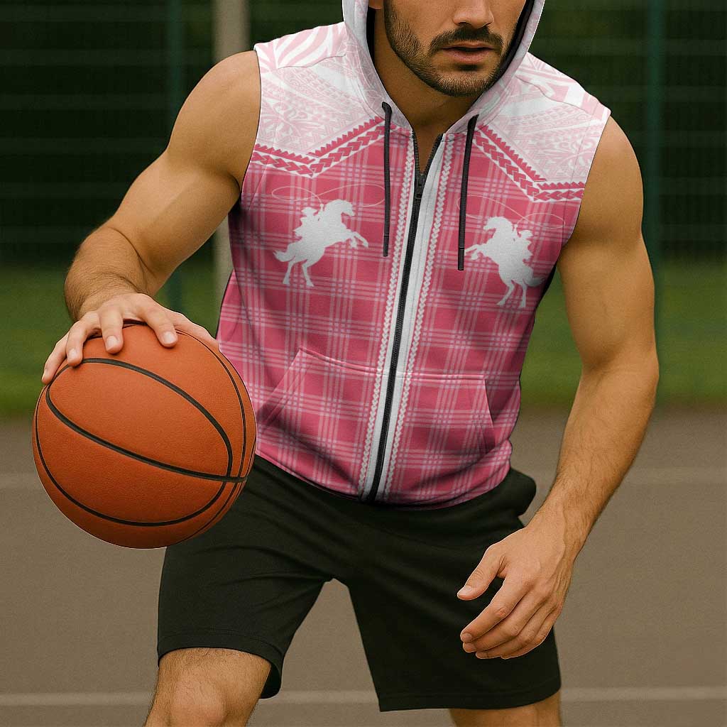 Aloha Hawaii Cowboys Paniolo Sleeveless Zip Hoodie Rose Palaka LT7