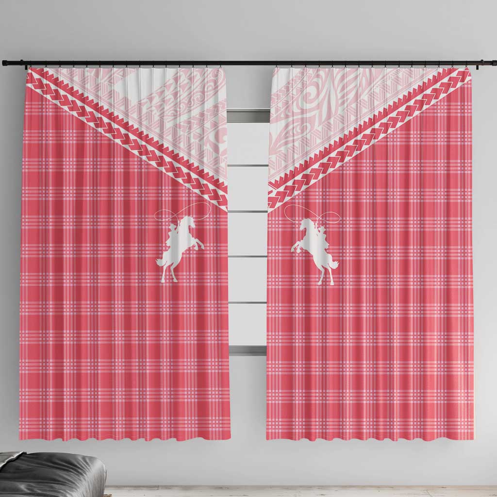 Aloha Hawaii Cowboys Paniolo Window Curtain Rose Palaka - Polynesian Pride