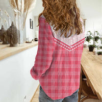 Aloha Hawaii Cowboys Paniolo Women Casual Shirt Rose Palaka - Polynesian Pride