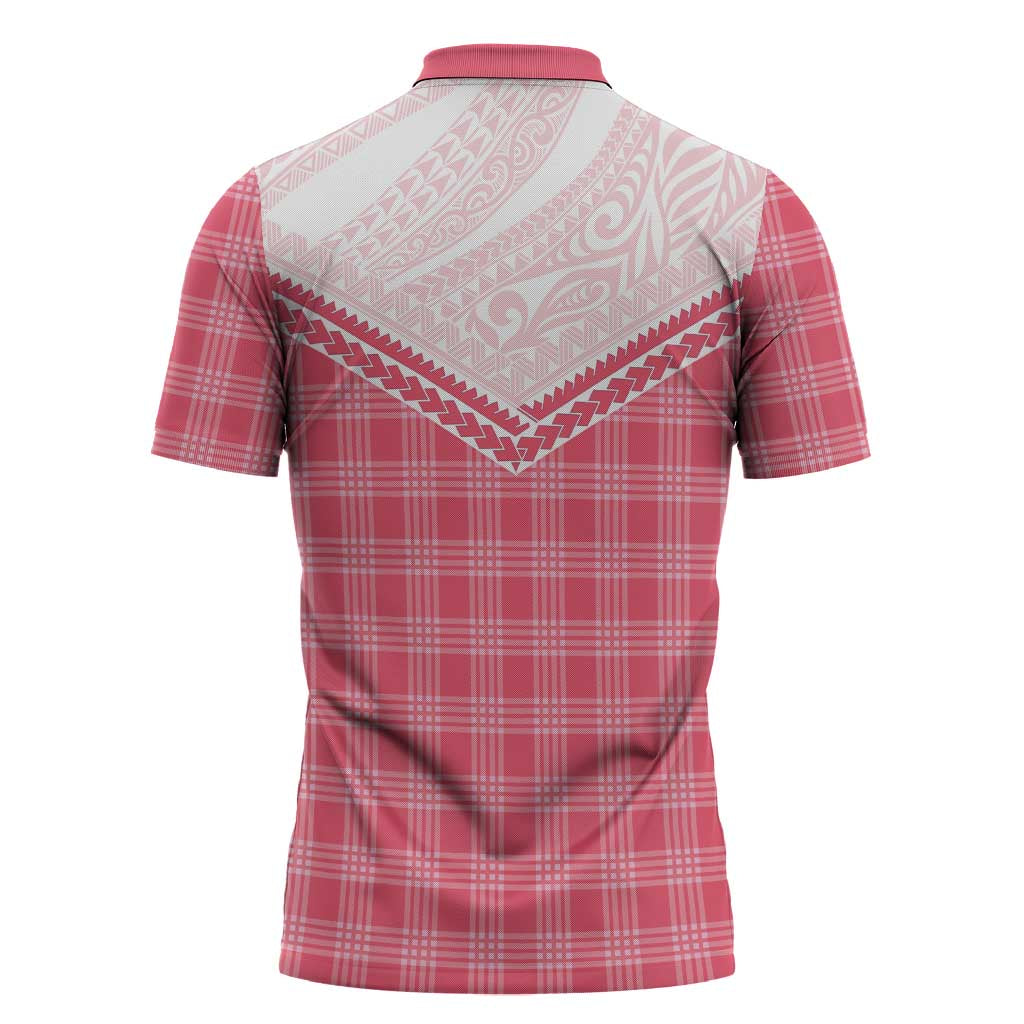 Aloha Hawaii Cowboys Paniolo Zipper Polo Shirt Rose Palaka - Polynesian Pride