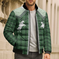 Aloha Hawaii Cowboys Paniolo Bomber Puffer Jacket Forest Green Palaka - Polynesian Pride