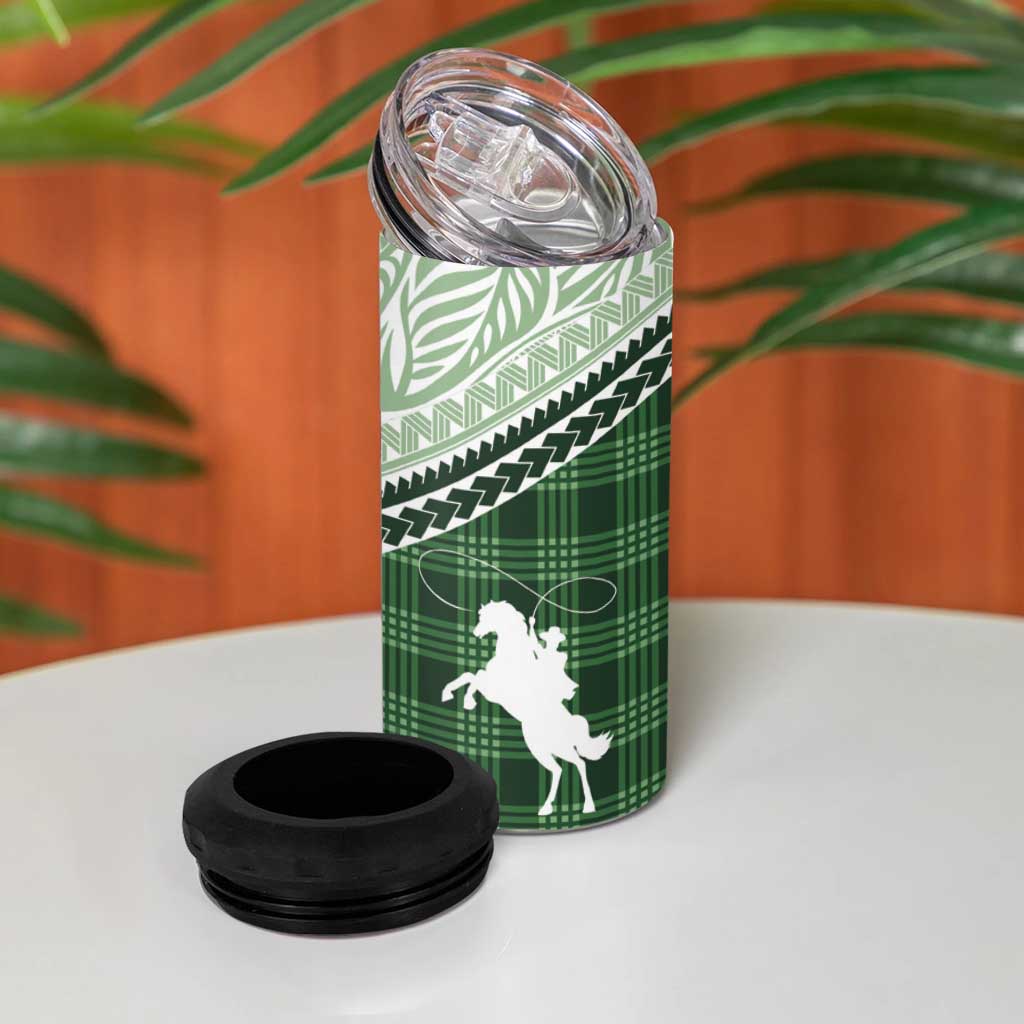 Aloha Hawaii Cowboys Paniolo 4 in 1 Can Cooler Tumbler Forest Green Palaka - Polynesian Pride