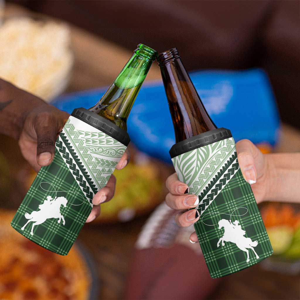 Aloha Hawaii Cowboys Paniolo 4 in 1 Can Cooler Tumbler Forest Green Palaka - Polynesian Pride