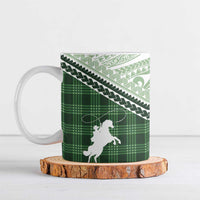 Aloha Hawaii Cowboys Paniolo Ceramic Mug Forest Green Palaka - Polynesian Pride