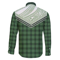 Aloha Hawaii Cowboys Paniolo Family Matching Off The Shoulder Long Sleeve Dress and Hawaiian Shirt Forest Green Palaka - Polynesian Pride