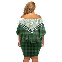 Aloha Hawaii Cowboys Paniolo Family Matching Off Shoulder Short Dress and Hawaiian Shirt Forest Green Palaka - Polynesian Pride