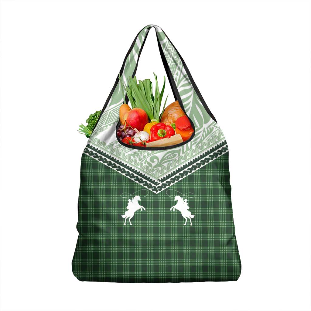 Aloha Hawaii Cowboys Paniolo Grocery Bag Forest Green Palaka - Polynesian Pride