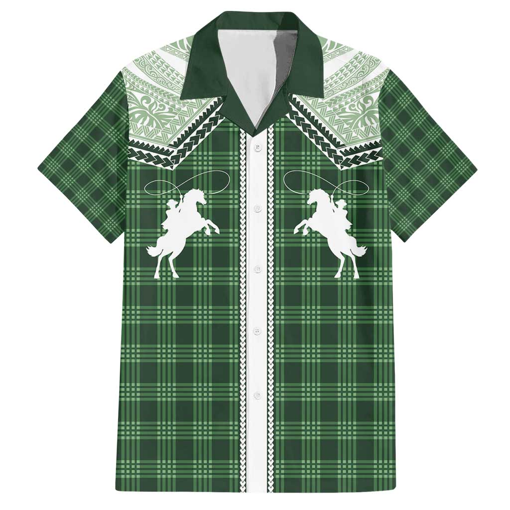Aloha Hawaii Cowboys Paniolo Hawaiian Shirt Forest Green Palaka - Polynesian Pride
